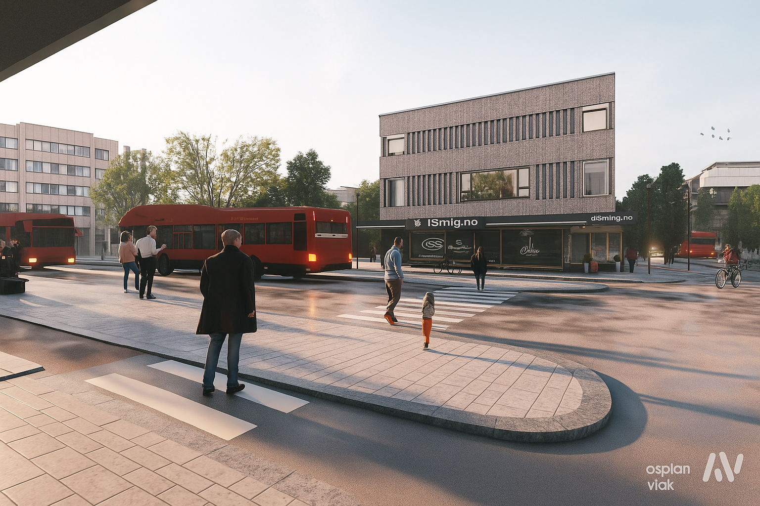 Illustrasjon nytt kollektivpunkt Gunnar Nilsens gate (Asplan Viak KI-justert)