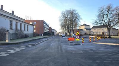 J.N.Jacobsens gate er stengt for gjennomkjøring ved biblioteket