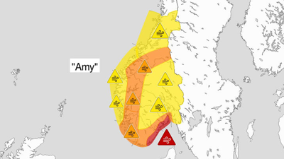 Ekstremværet «Amy» er ventet å treffe hardt fredag kveld langs kysten av Sør- og Øst-Norge. 