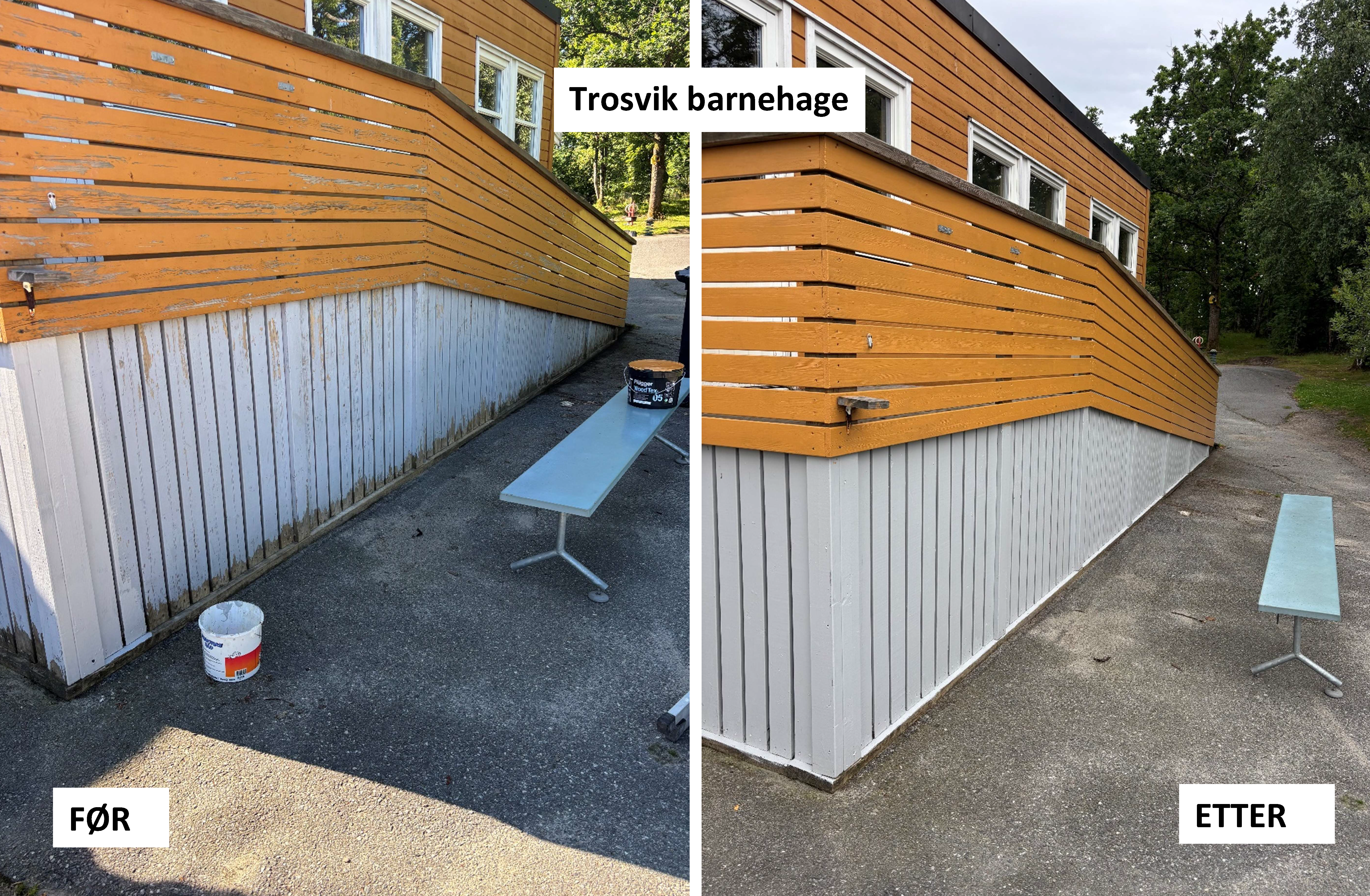 Trosvik barnehage, brakke er malt