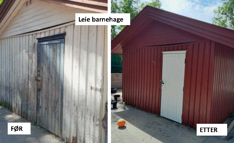 Leie barnehage, ustyrsbod er malt