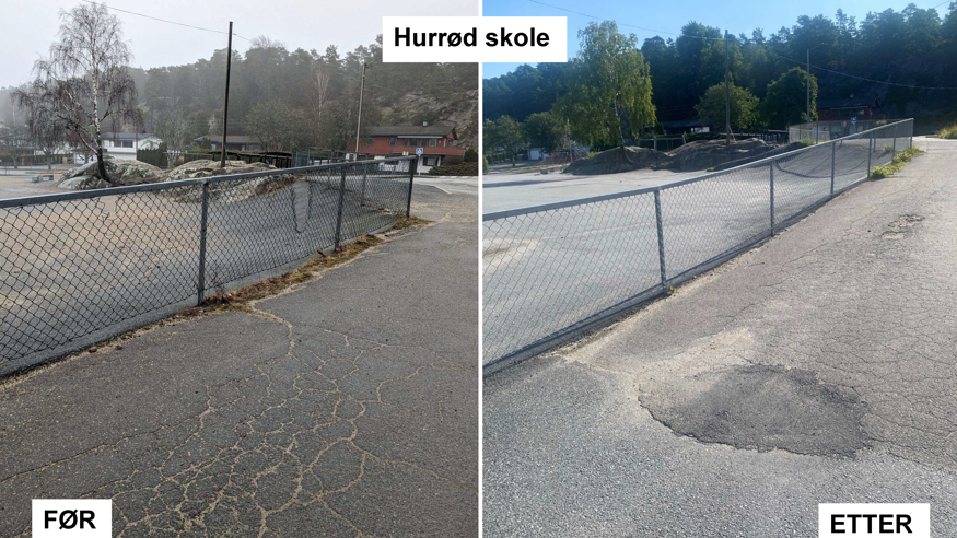 Hurrød skole, ny netting på gjerde