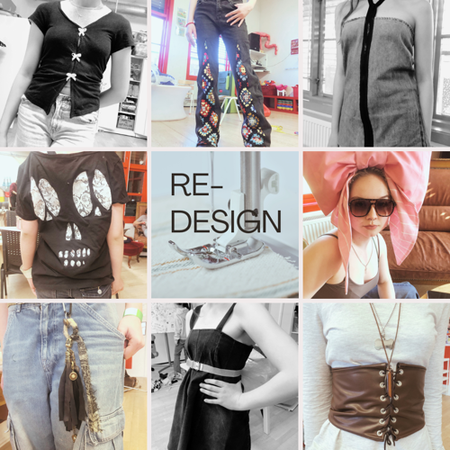 8 bilder av redesignprosjekter laget av ungdom i en collage