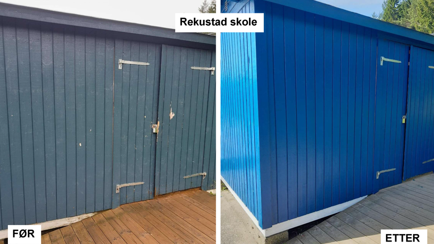 Rekustad skole, maling av bod bør og etter