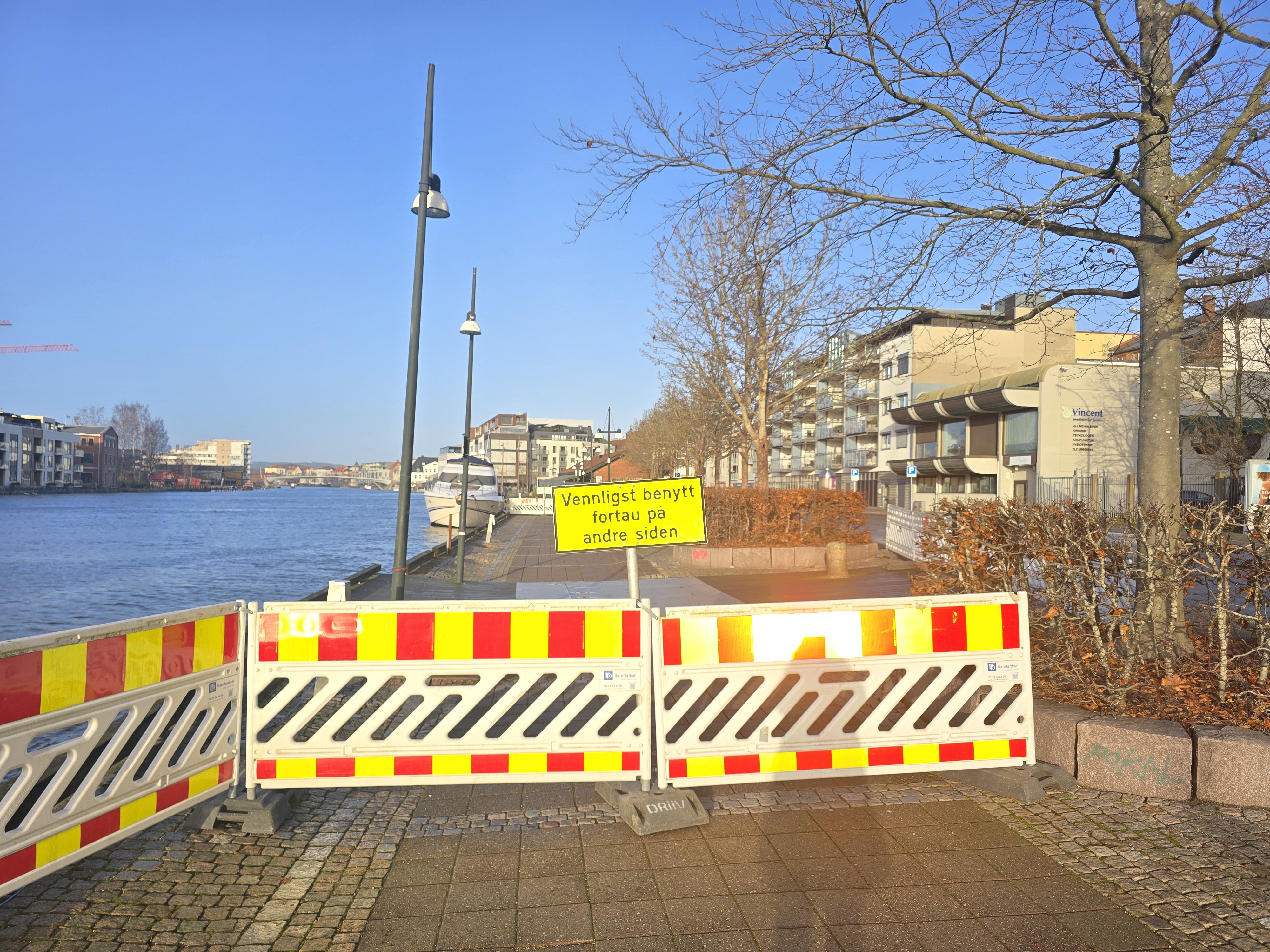 Bryggepromenaden ved Bankbrygga og Kirkebrygga er stengt