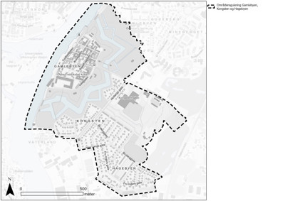 Kart over Gamlebyen, Kongsten og Hagebyen