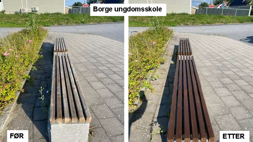 Bprge ungdomsskole, ca. 20 benker er beiset
